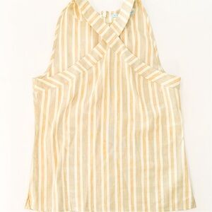 Antonio Melani Summer Resort Wear Cross Top Orange and Khaki Striped Top